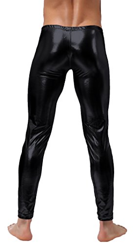 VSVO Men's Metallic Wet Look Leggings Pants3