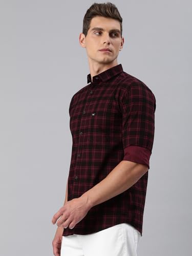 Image of Majestic Man Men Small Checkered Slim Fit Cotton Casual Shirt
