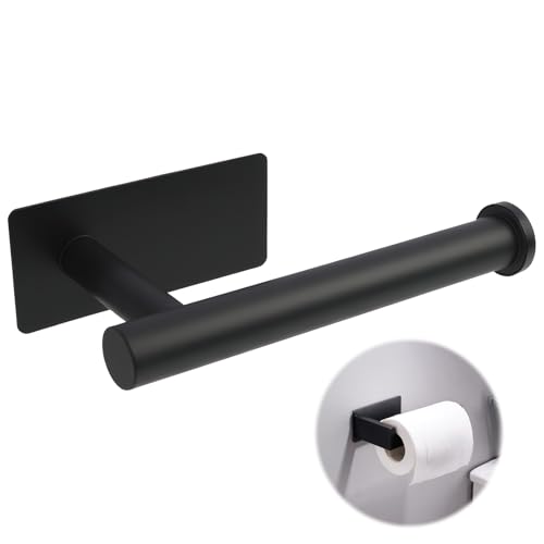 16cm X 8cm Portarrollos Papel Higienico De Papel Higiénico Negro Adhesivo, Soporte Papel Higiénico para Baño Sin Taladro, Portarrollos Papel Higiénico Resistente Y Moderno, Tamaño, Ideal para Baño