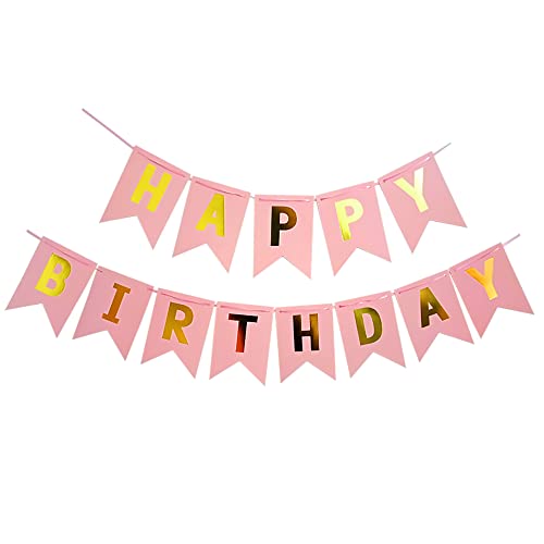 DAZAKA Guirnalda Happy Birthday Feliz Decoracion Cumpleaños Banner Rosa Cover