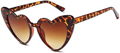 YooThink Love Heart Shaped Sunglasses for Women,Vintage Cat Eye Mod Style Retro Glasses (Leopard)