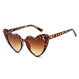 YooThink Love Heart Shaped Sunglasses for Women,Vintage Cat Eye Mod Style Retro Glasses (Leopard)