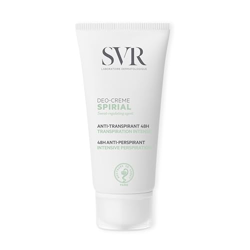 SVR SPIRIAL Anti-Perspirant Deodorant Cream for Underarms Hands Feet and Face. 48-Hour Protection against Excessive Sweating. Fragrance- and Alcohol-Free 50ml