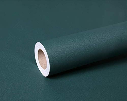Solid Color Frosted Self Adhesive Wallpaper Waterproof Shelf Drawer Liner Cabinet Sticker 15.6 inch by 9.8 Feet (Ink-Green)