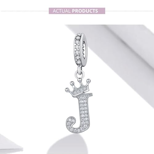 Silver Letter Charm Fit for Pandora Charms Bracelet Alphabet Initial Crown Charms Beads Jewelry Gifts for Women3