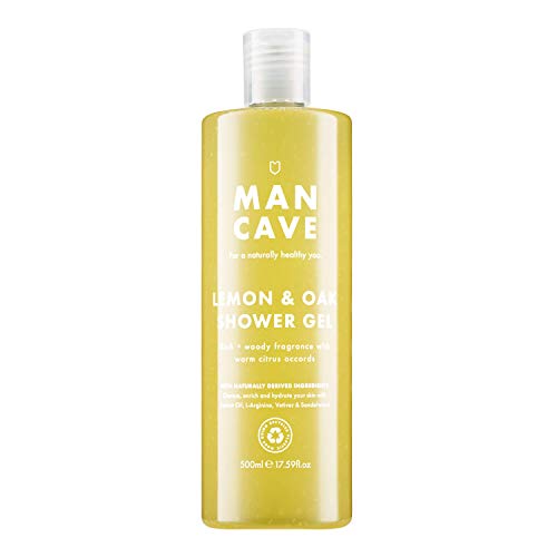ManCave gel douche citron et chêne 500 ml pour hommes, arôme rafraîchissant riche, formulation naturelle, convient aux véganes, flacon fabriqué à partir de plastiques recyclés Cover