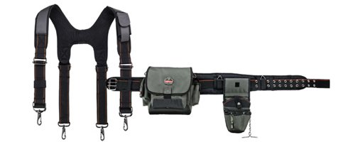 Ergodyne Arsenal 5506S Tool Rig Set, Large-Includes Tool Belt, 2 Pouches, Padded Suspenders , Gray