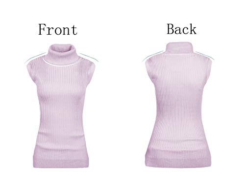 Image of v28 Women Sleeveless High Neck Turtleneck Stretchable Knit Sweater Top