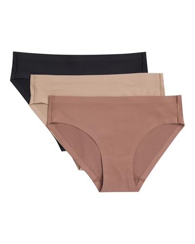 Maidenform Girl Girls' Comfeez Bonded Hipster Multipack, Chocolate/Tan/Black, Medium