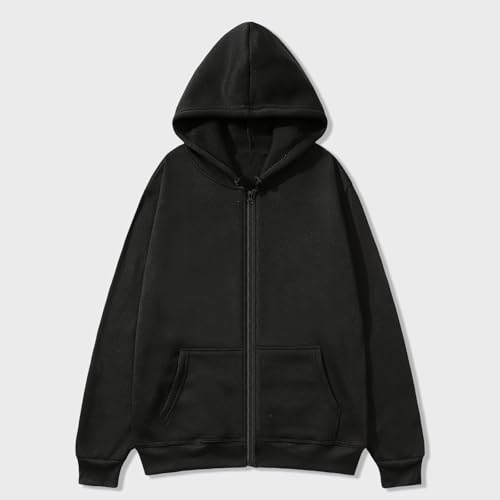 Zipper Sweatshirt With Hood Casual Long Sleeve Sweatshirts Early Fall Sports Loose Fit Jacket Teen Fashion Streetwear2