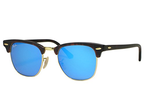 Ray Ban RB3016 Clubmaster 1145/17 Sand Havana Blue Mirror Sunglasses 47mm
