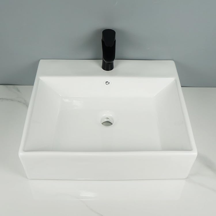 Lavabo sobre encimera rectangular lavabo de pared cerámico para aseo 6