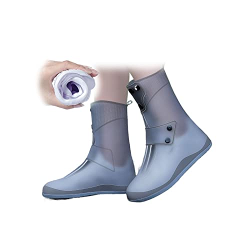 Cubrecalzado impermeable plegable de silicona para lluvia, diseño con tres broches ajustables, para todas las estaciones (Color: B, Talla: Grande) miniatura 1
