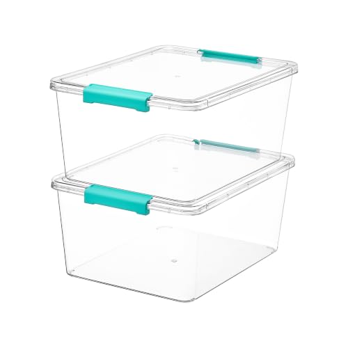 Vtopmart 2 Pack 12 Qt Clear Craft Storage Bins with Lids and Latches