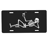 Muishi Resting Skeleton Decorative Car Front License Plate,Vanity Tag,Metal Car Plate,Aluminum Novel