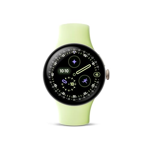 Google Pixel Watch 4 (41 mm) – Montre connectée Android, Suivi Complet des données de santé et de Remise en Forme – Boîtier en Aluminium Champagne Doré – Bracelet Sport Vert Citron – Wi-FI