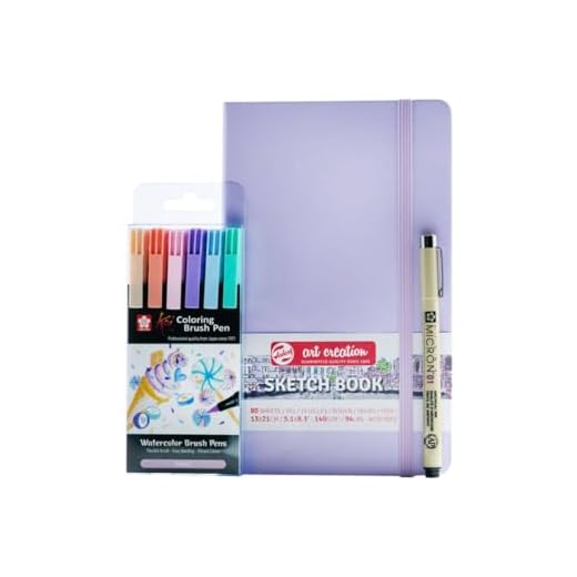 Talens Sakura Koi Brush Pen Sweets 01 - Juego de rotuladores (6 colores, libro de dibujos, 13 x 21 cm, incluye Pigma Micron 01)