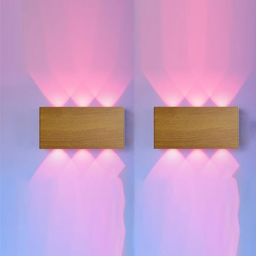 Iluminación de pared de madera clara con aplique magnético táctil y RGB integrado