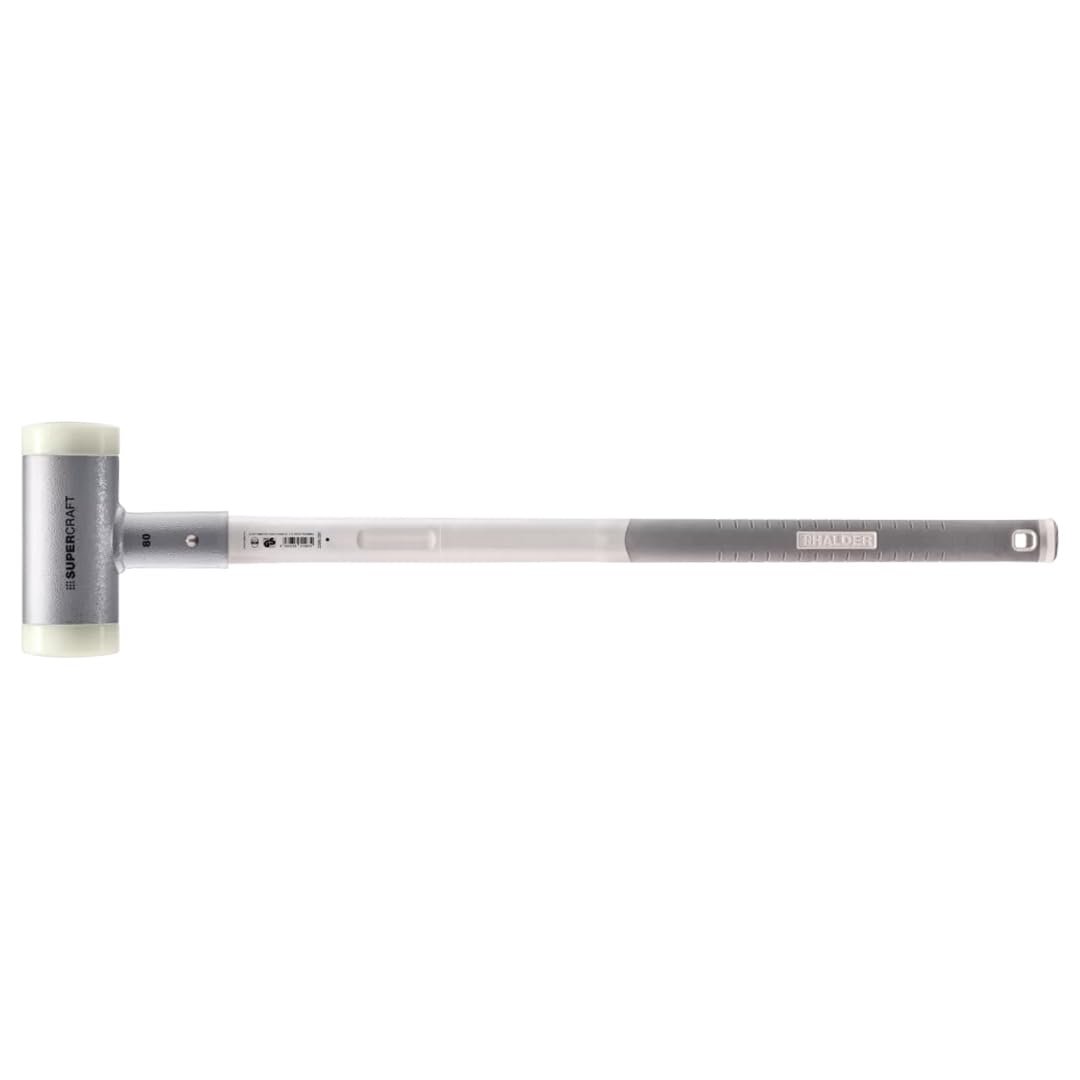 Halder SuperCraft 3399.081 Vorschlaghammer, 80 mm Durchmesser, Stahl, austauschbare Nylon-Einsätze und 3-Komponenten-Fiberglas-Griff, nicht rückfedernd, rutschfester Gummigriff