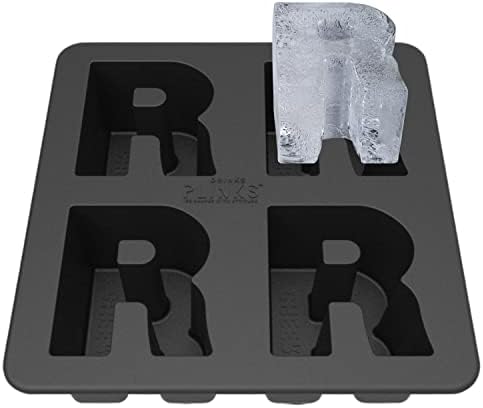 DRINKSPLINKS R Silicone Ice Cube Tray - 3D Monogram Ice Mold Shaped like the letter R for Rum Cocktail Glasses - Silicone Ice Cube with Alphabet Initials - Best Novelty Gift for Birthdays and Holidays