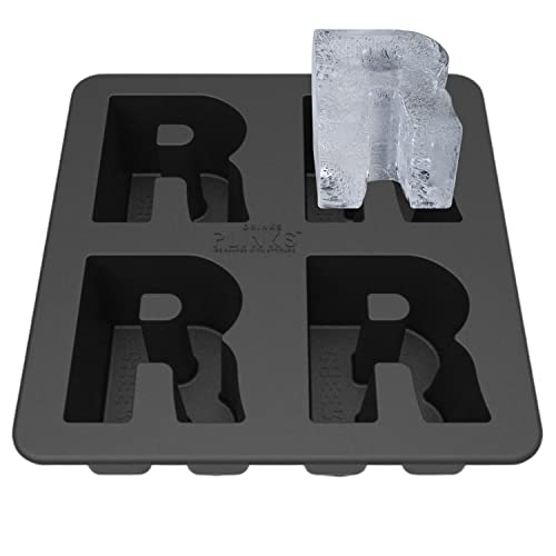 Drinksplinks R Silicone Ice Cube Tray - 3D Monogram Ice Mold Shaped Like The Letter R For Rum Cocktail Glasses - Silicone Ice Cube With Alphabet Initials - Best Novelty Gift For Birthdays And Holidays #TOP2