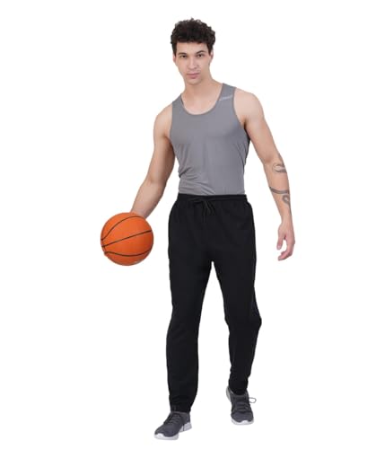 Image of RUGAN Men's Cotton Track Pants Regular Fit | Sports Gym Joggers Lower with Dual Zipper Pockets