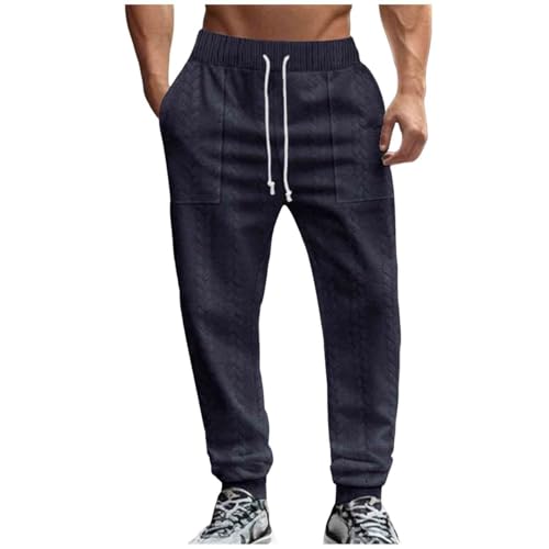 Cambkatl Men's Stylish Jacquard Joggers Outdoor Elastic Waist Lounge Pants Loose Athletic Casual Sweatpants with Pockets