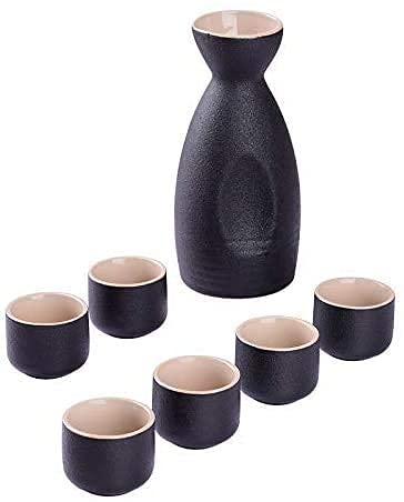 Amazon.co.jp: 酒器とセット 日本酒セット、伝統的な陶器の黒酒器