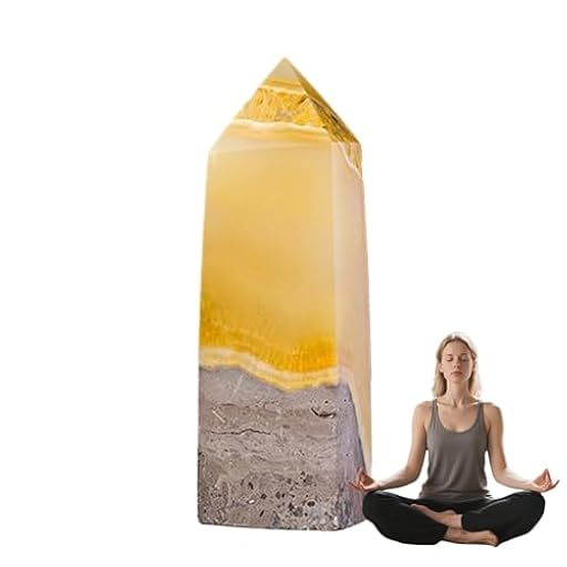 Pcingsia Piedra de citrino, cristal de citrino natural | Prisma facetado natural para decoración del hogar, varita de Reiki, piedras preciosas para energía y equilibrio | Ya disponible en tu tienda friki favorita! En mundofriki.es!