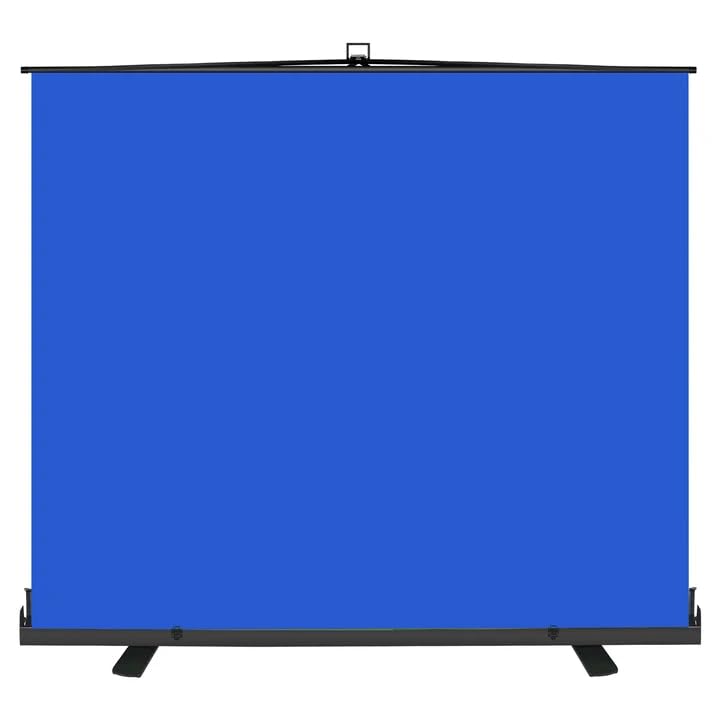 Image of Emart 77in x 92in Collapsible Blue Backdrop Retractable Chromakey Photo Background with Solid Aluminium Base, Auto-Locking Frame, Wrinkle- Resistant Fabric for Video Studio, Live Game,Streaming