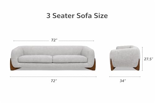 Image of Modern Classic 3 Seater Sofa Couch Fabric & Valvet Tufted Chesterfield Sofa Living Room and Office (3 Seater Blue Boucle) | Premium Material, Easy Maintenance, Spacious Seating