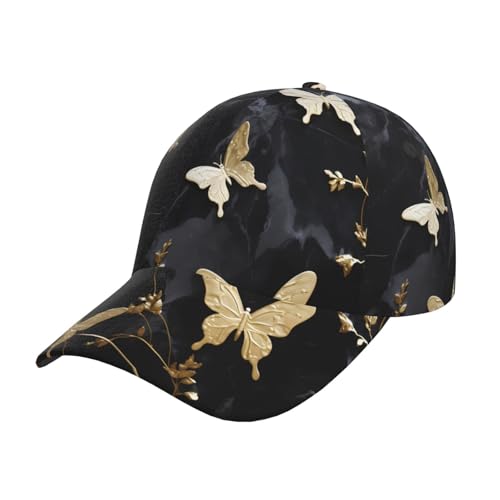 Casquette de baseball papillon blanc doré chapeau de soleil réglable sport running été d'été