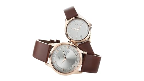 Titan Titan Bandhan Quartz Analog with Day & Date Silver Dial Brown Leather Strap Couple Watch - NT17742565WL01