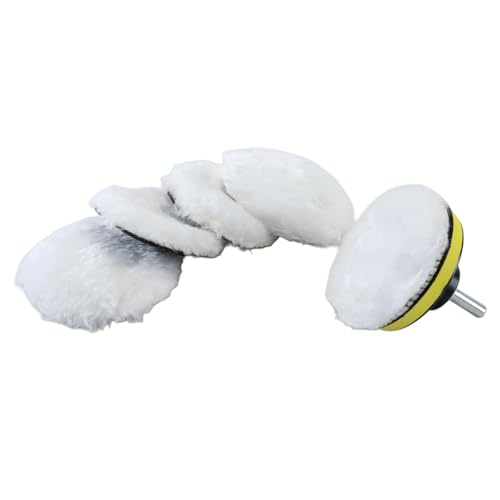 Voyoo Lot de 7 tampons de Polissage Imitation Laine de 7 Pouces avec Adaptateur de perceuse pour Voiture, Meubles, Verre, et détails