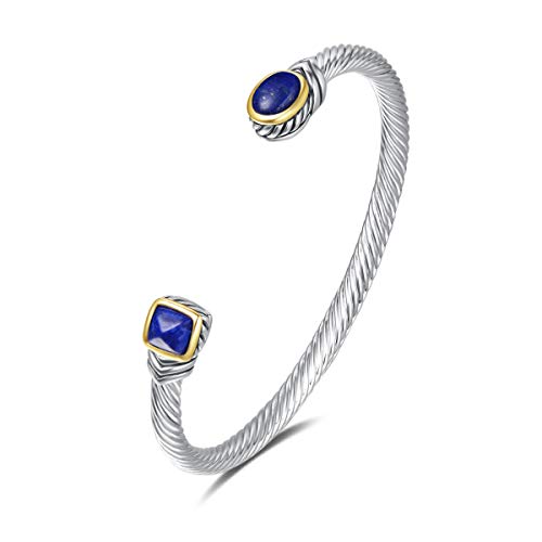 Image of UNY Jewel Bracelet Designer Brand Inspired Women Jewelry 4.5mm Thin Twisted Cable Wire Bangle Gem Stone Christmas Day Gift
