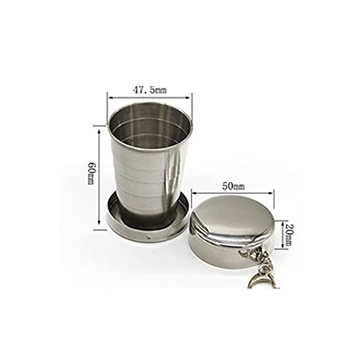 2Pcs 75Ml/2.5Oz Stainless Steel Collapsible Cup Reusable Portable Travel Folding Water Cup Mug With Lid And Keychain For Camping,Picnic, Hiking And Other Outdoor Activities Drinking Cup #TOP5