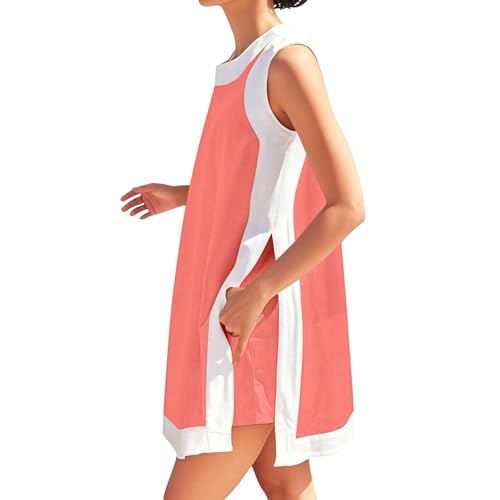 Tenue deux pièces orange femme avec tunique fendue et short de course