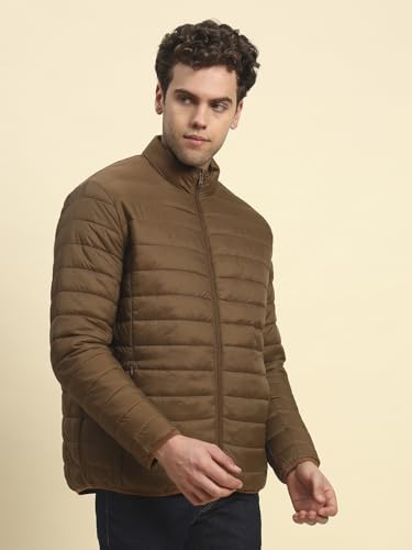 Image of Cantabil Reversible Jacket for Men | Premium Casual Jacket Smart Fit Mock Neck Nylon Fabric Solid Pattern (P MJKT00249)