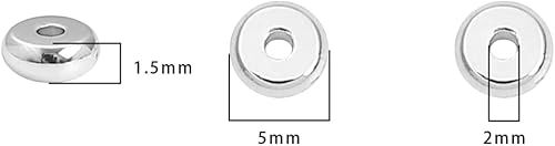 Miniatura 9 de Cuentas espaciadoras de disco chapadas en oro de 14 quilates de 0.236 x 0.079 in, 50 unidades para hacer joyas, no se deslustran