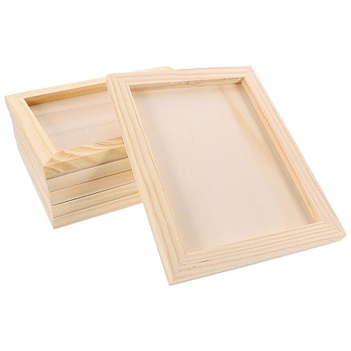 FAVOMOTO 6pcs Diy Wood Photo Frames Natural Clay Painting Canvas Craft Picture Frames for Boys and Girls Dec