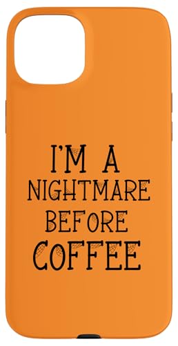 ハロウィン I'M A Nightmare Before Coffee モーニングコーヒー スマホケース iPhone 15 Plus 用