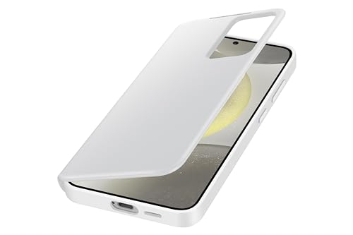 Image of Samsung Polyurethane Galaxy S24+ Plus S-View Wallet Phone Case, Protective Cover with Smart Small Screen View, Finger Tap Control, Slim Design, Card Holder Pocket, US Version, EF-ZS926CWEGUS, White