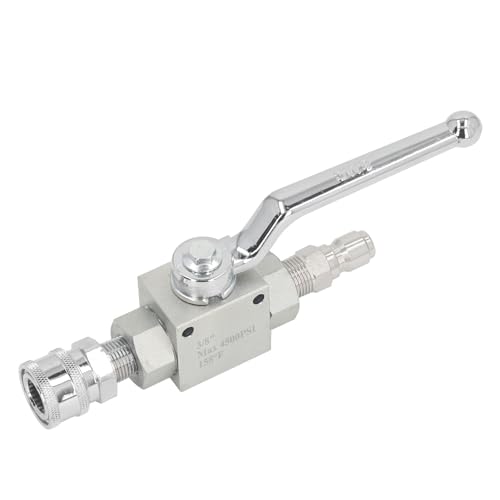 Hochdruckreiniger Schnellanschluss Komplett-Set mit Absperrkugelhahn, 3/8 Zoll Gewinde weiblich, 4500 PSI Druck, max. 158℉ Temperatur, aus Aluminium und Edelstahl