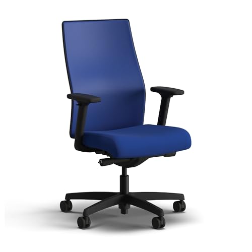 Image of HON Ignition 2.0 Mid‑Back Ergonomic Office Chair, Mesh Task Seating with Lumbar Support, Advanced Synchro‑Tilt, Height and Width Adjustable Arms, Black Frame, Cobalt