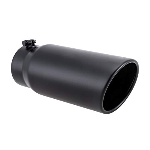 LCGP 5 Inlet Exhaust Tip 6 Outlet 15 Long Bolt On Stainless Steel Diesel Exhaust Tailpipe Black