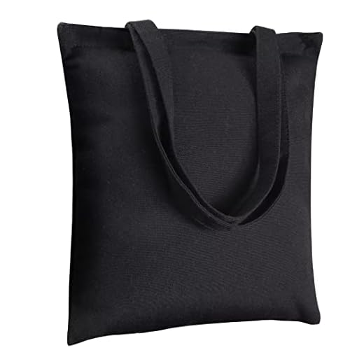 Canvas Tote Bags. (5-pack) Pack Lightweight blank Recycled canvas tote Reusable Cotton Polyester Grocery eco friendly, Suitable for DIY, Gift,Promotion, Activtiy,Washable, black
