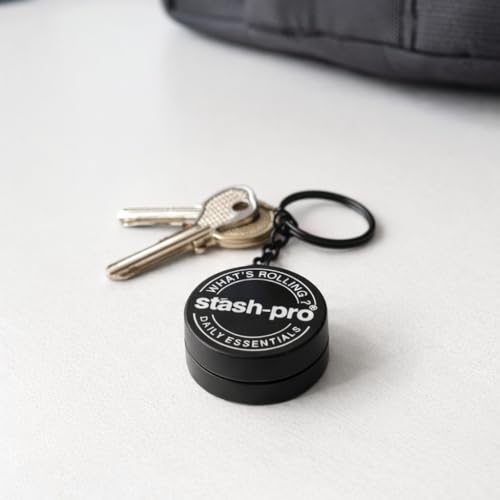 Image of Stash-Pro Mini Metal Grinder with Keychain | Pocket Herb & Spice Crusher | Black