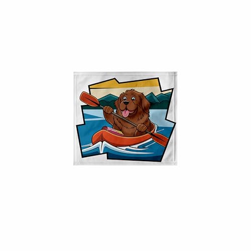 3dRose Cute Newfoundland Puppy Kayaking Wash Cloth 11x12