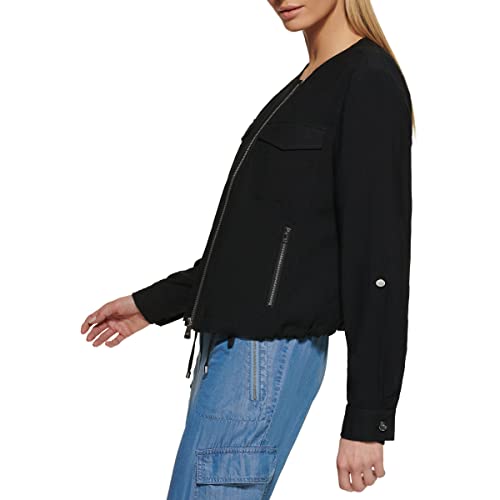 DKNY Women's Drawstring Zip-up Lightweight Jacket3