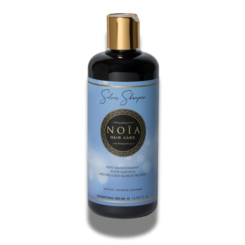 NOÏA HAIR – Shampoing Sans Sulfates Silver 500ml – Anti-Jaunissement & Reflets Froids – Pigments Violets – Soin Professionnel Cheveux Blonds, Gris & Méchés